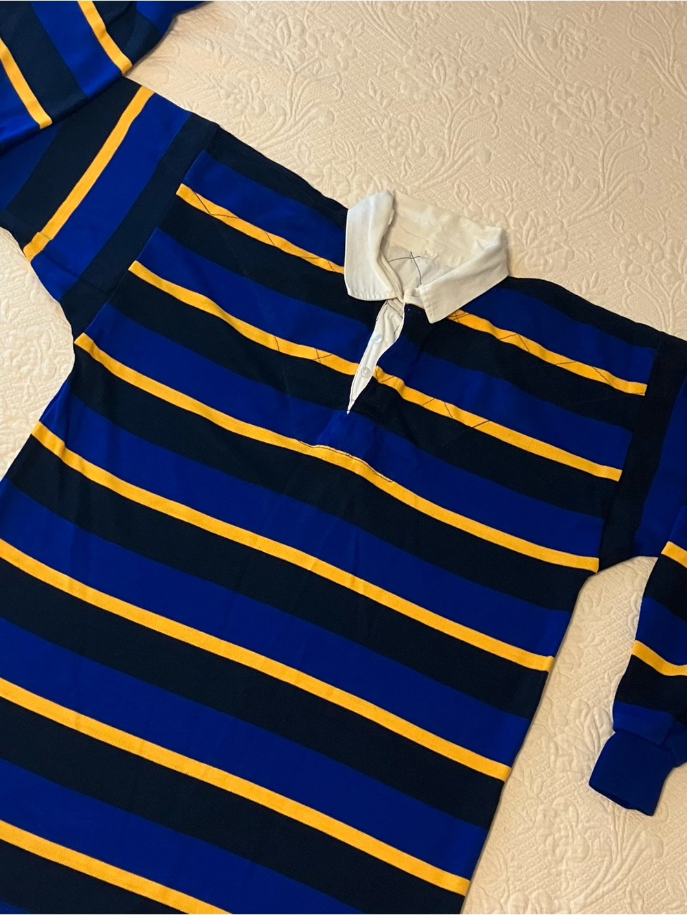 Authentic vintage European Rugby Shirt in Blue Navy and Yellow